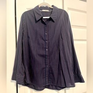 Riders by Lee | Women's Button Down Shirt | Blue with Maroon Stripes | Size 1X